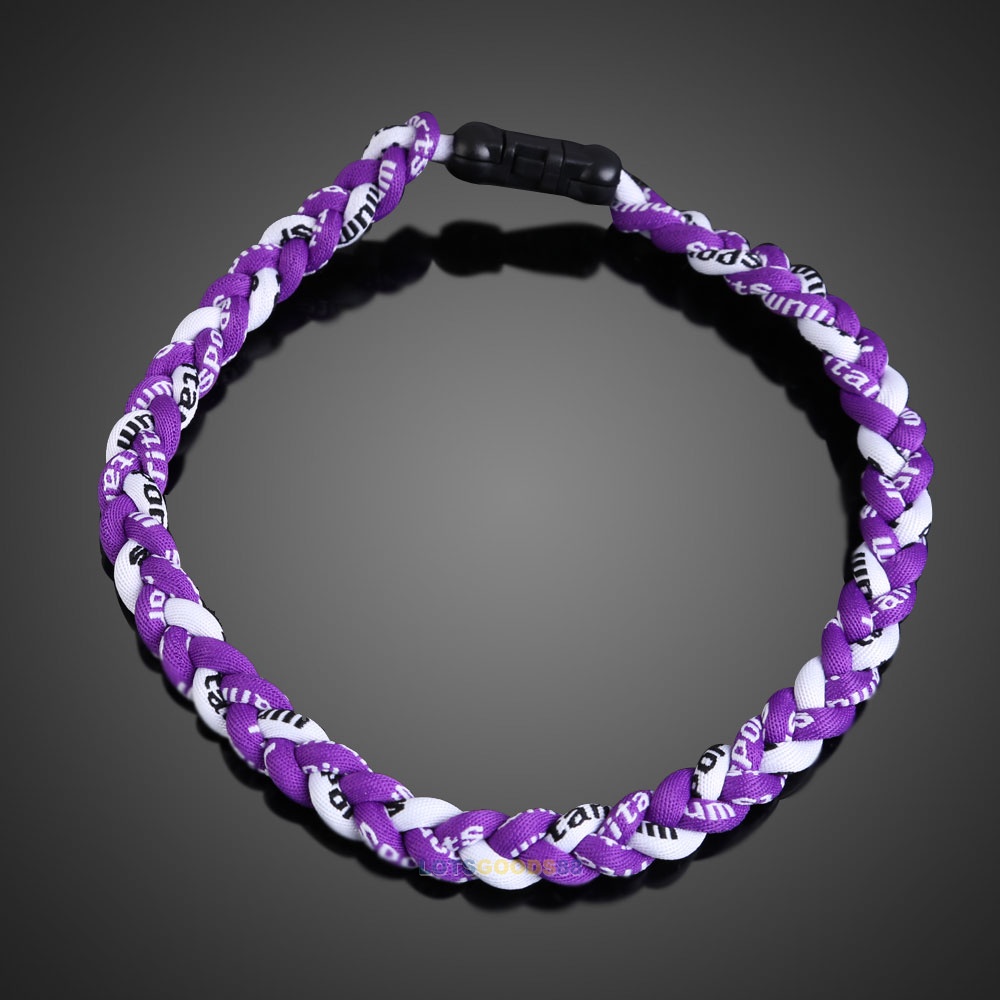 thumbnail image 2 of 20-Inch Rope Twisted Titanium Sport Necklace – Black & Purple, Tornado Baseball Style 2 of 6